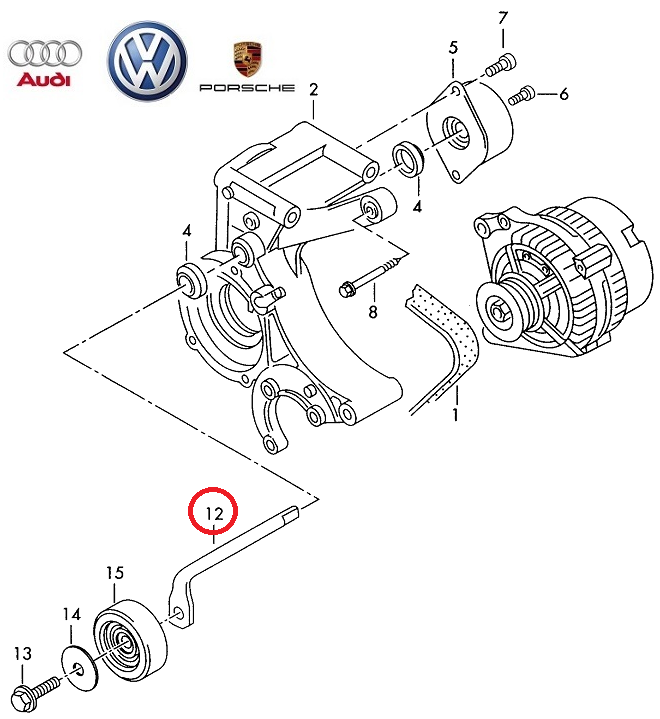 VW OE Feszítőkar, hosszbordásszíj 028903308F_VOLK