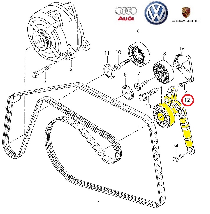 VW OE Szíjfeszítő, hosszbordás szíj 059145201F_VOLK