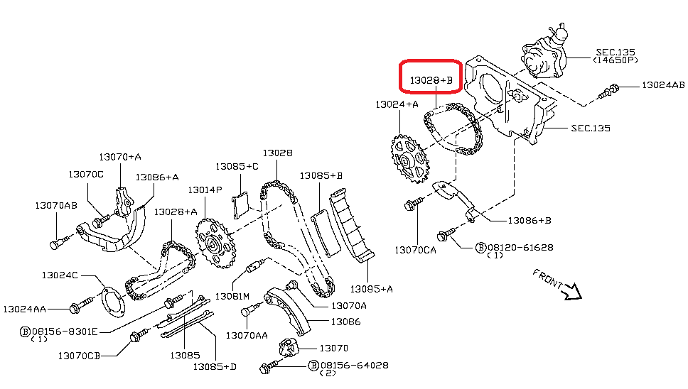 NISSAN OE Olajpumpalánc 13028AD20A_NISS