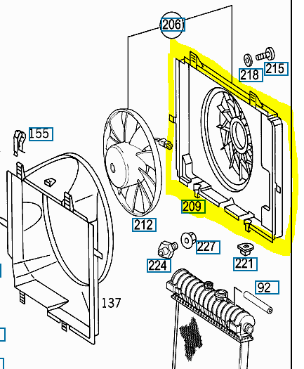 MERCEDES OE Ventilátor keret 2105052355_MER