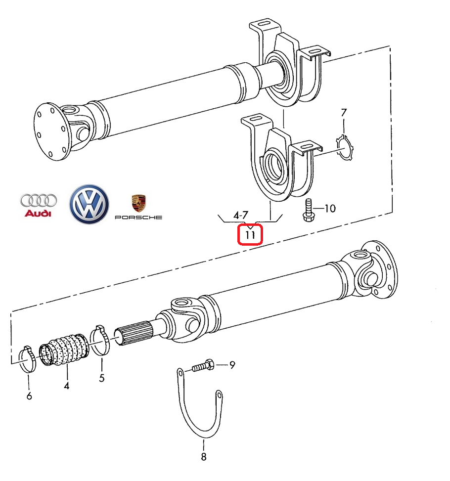 VW OE Kardánfelfüggesztő csapágy 2E0598351B_VOLK