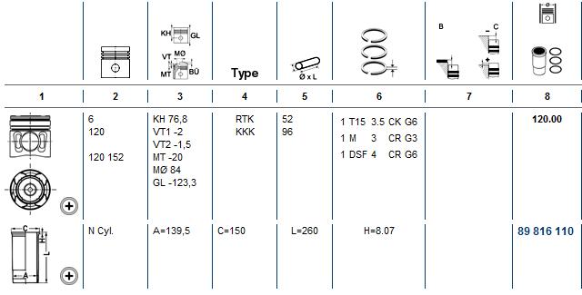 KOLBENSCHMIDT Dugattyú+hüvely 40162960