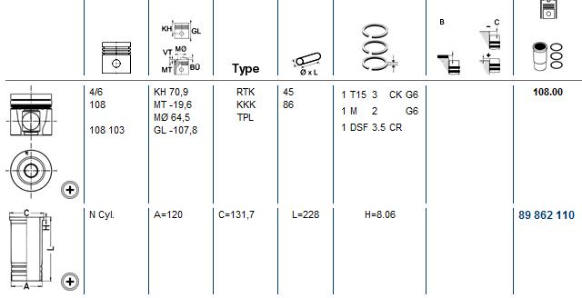 KOLBENSCHMIDT Dugattyú+hüvely 40305960