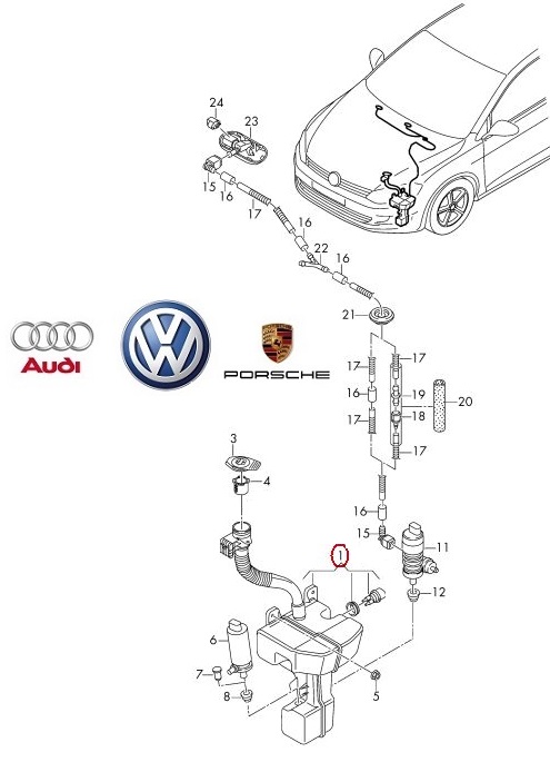 VW OE Szélvédőmosó tartály 5G0955453M_VOLK