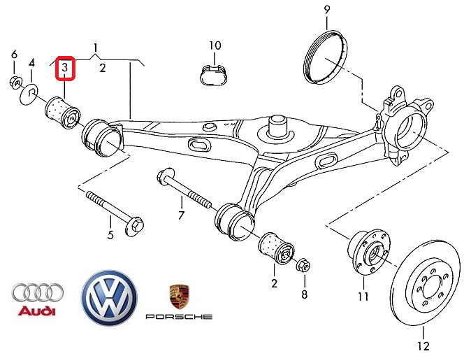 VW OE Hátsótengely híd szilent 7H0501132A_VOLK