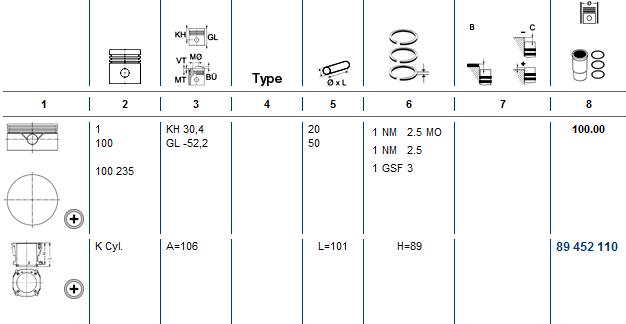 KOLBENSCHMIDT Dugattyú + hüvely, kompresszor 99849960