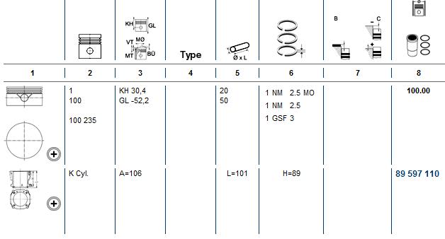 KOLBENSCHMIDT Dugattyú + hüvely, kompresszor 99849964