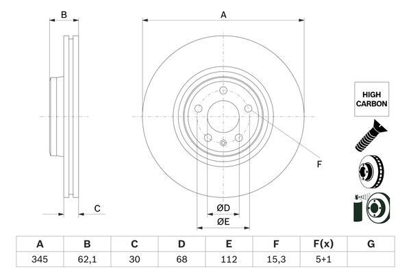 BOSCH Féktárcsa, mind 0986479F15_BOSCH