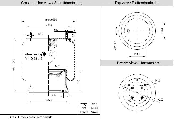 VIBRACOUSTIC Légrugó, komplett V1D28A-2