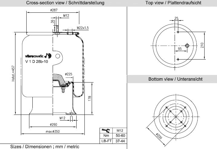 VIBRACOUSTIC Légrugó, komplett V1D28B-10