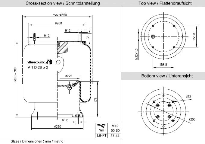 VIBRACOUSTIC Légrugó, komplett V1D28B-2