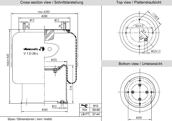 VIBRACOUSTIC Légrugó, komplett V1D28C-12