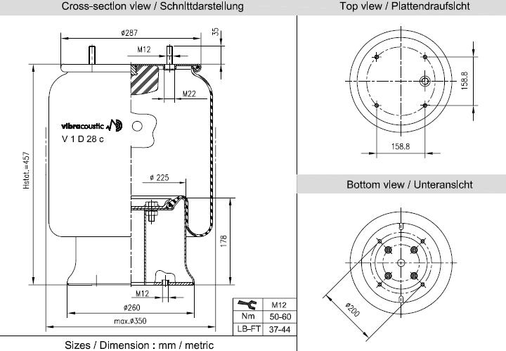 VIBRACOUSTIC Légrugó, komplett V1D28C-26