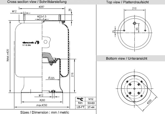 VIBRACOUSTIC Légrugó, komplett V1D28D-10