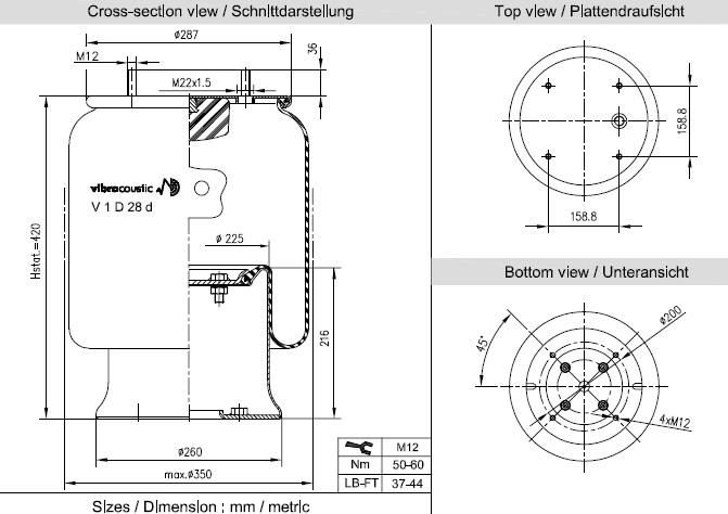 VIBRACOUSTIC Légrugó, komplett V1D28D-4