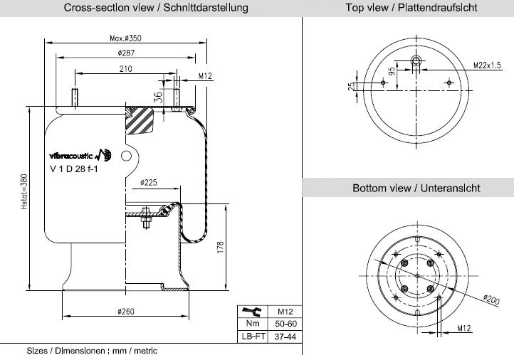 VIBRACOUSTIC Légrugó, komplett V1D28F-1