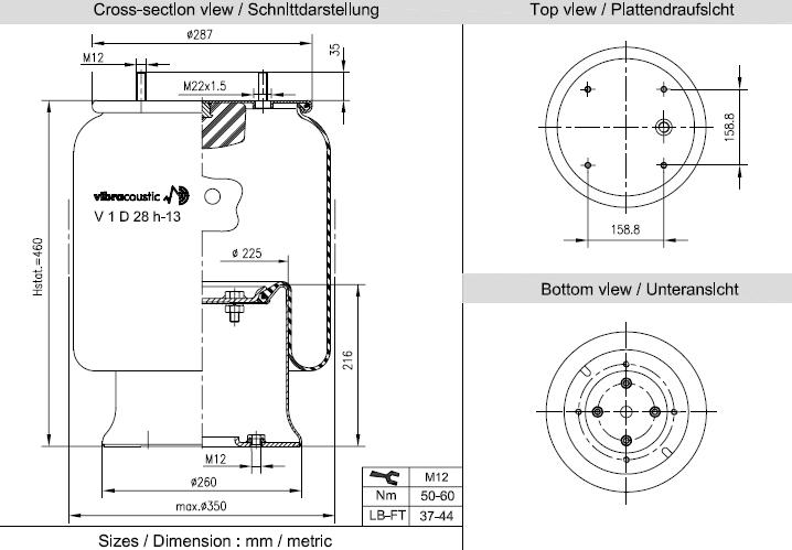 VIBRACOUSTIC Légrugó, komplett V1D28H-13