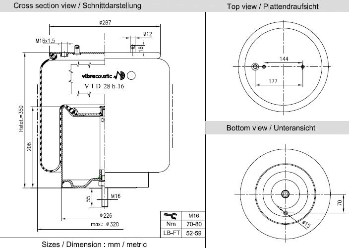 VIBRACOUSTIC Légrugó, komplett V1D28H-16