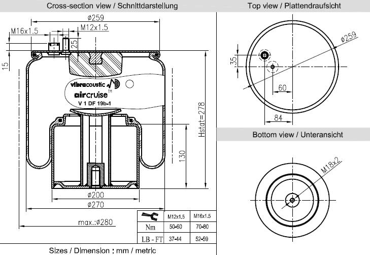 VIBRACOUSTIC Légrugó, komplett V1DF19B-1