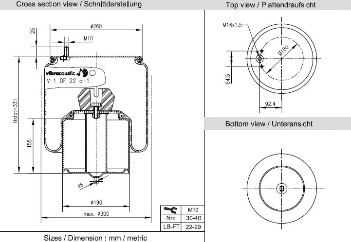 VIBRACOUSTIC Légrugó, komplett V1DF22C-1