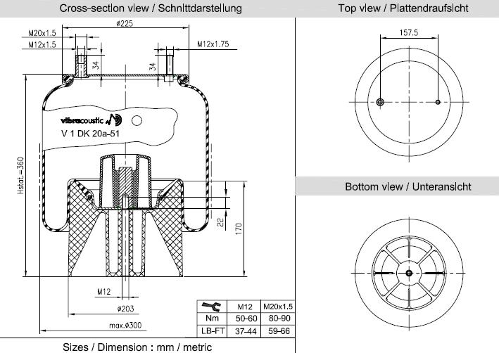 VIBRACOUSTIC Légrugó, komplett V1DK20A-51