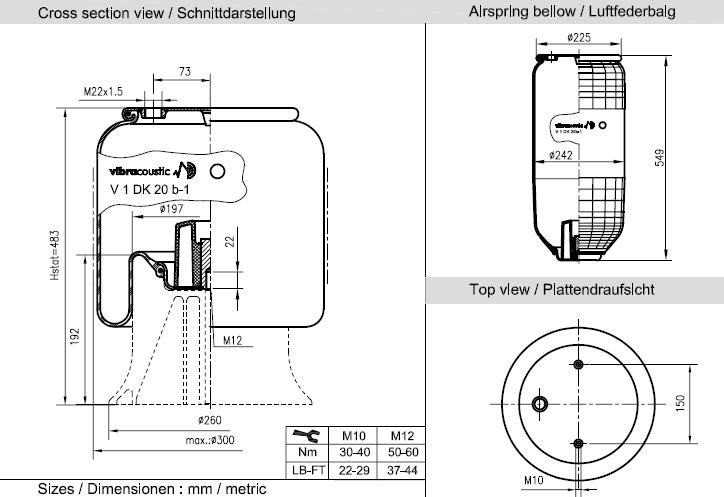 VIBRACOUSTIC Légrugó, félkomplett V1DK20B-1NP