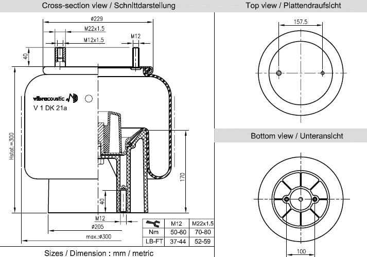 VIBRACOUSTIC Légrugó, komplett V1DK21A-3