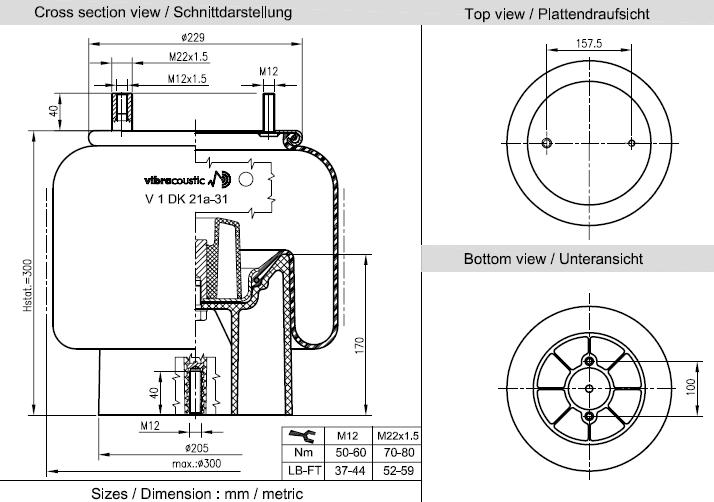 VIBRACOUSTIC Légrugó, komplett V1DK21A-31