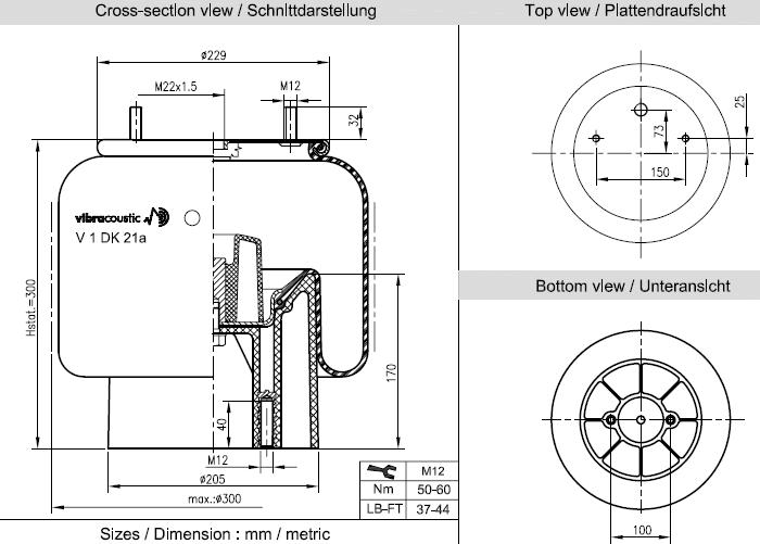 VIBRACOUSTIC Légrugó, komplett V1DK21A-4