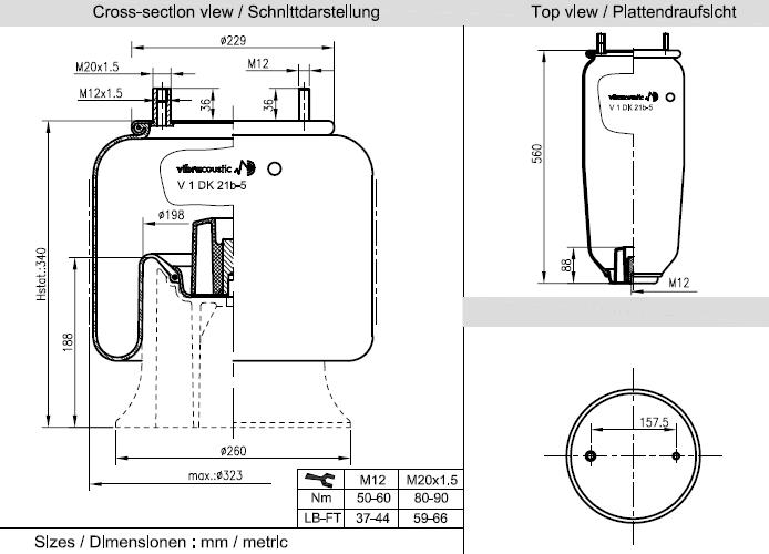 VIBRACOUSTIC Légrugó, félkomplett V1DK21B-5