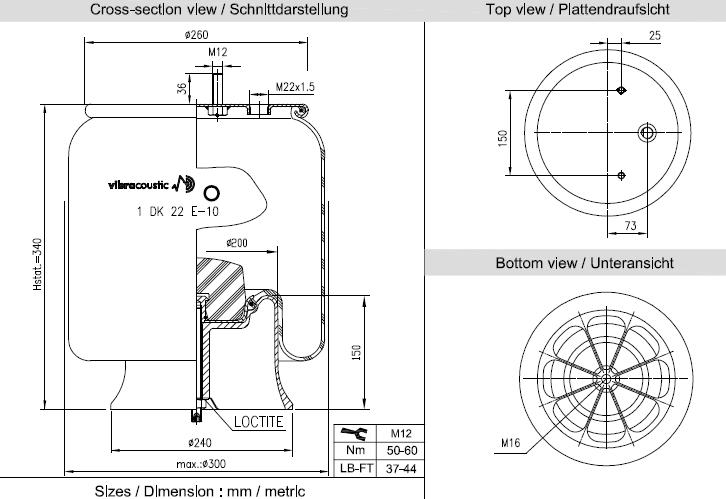 VIBRACOUSTIC Légrugó, komplett V1DK22E-10