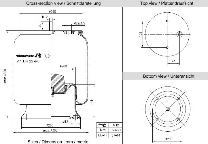 VIBRACOUSTIC Légrugó, komplett V1DK22E-5