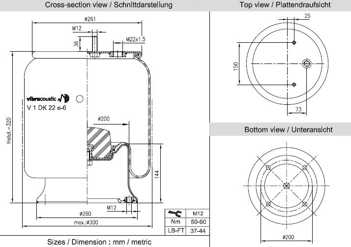 VIBRACOUSTIC Légrugó, komplett V1DK22E-6