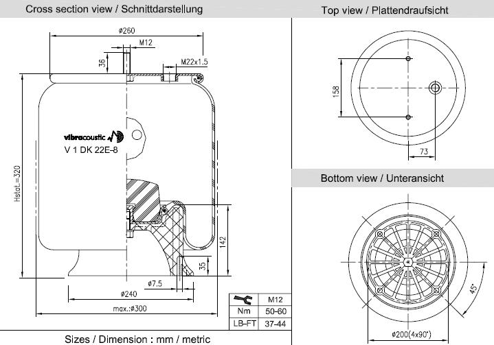 VIBRACOUSTIC Légrugó, komplett V1DK22E-8