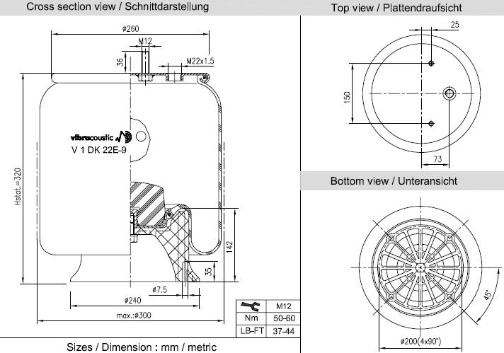 VIBRACOUSTIC Légrugó, komplett V1DK22E-9