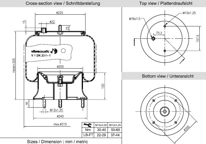 VIBRACOUSTIC Légrugó, komplett V1DK23F-1