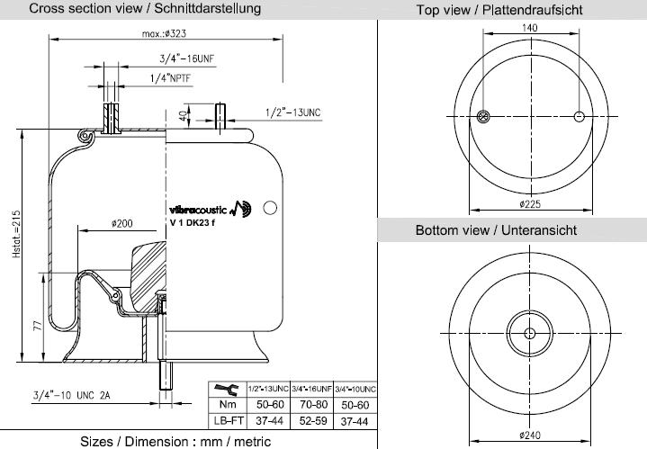 VIBRACOUSTIC Légrugó, komplett V1DK23F-9039