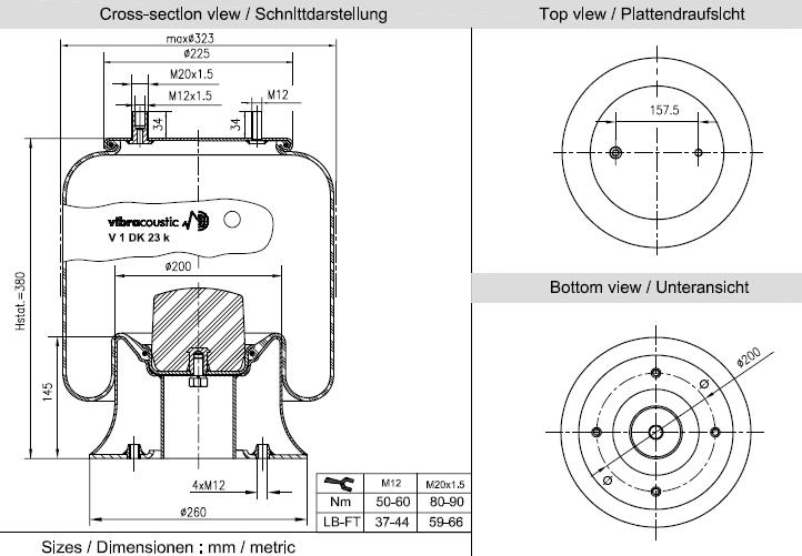 VIBRACOUSTIC Légrugó, komplett V1DK23K-28