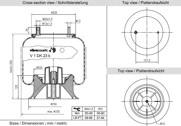 VIBRACOUSTIC Légrugó, komplett V1DK23K-53