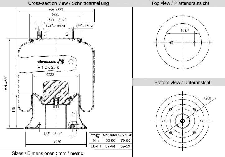 VIBRACOUSTIC Légrugó, komplett V1DK23K-9082