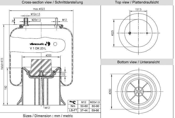 VIBRACOUSTIC Légrugó, komplett V1DK23L-9131