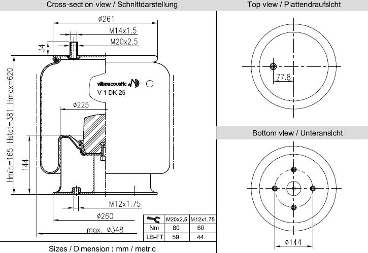 VIBRACOUSTIC Légrugó, komplett V1DK25-8747