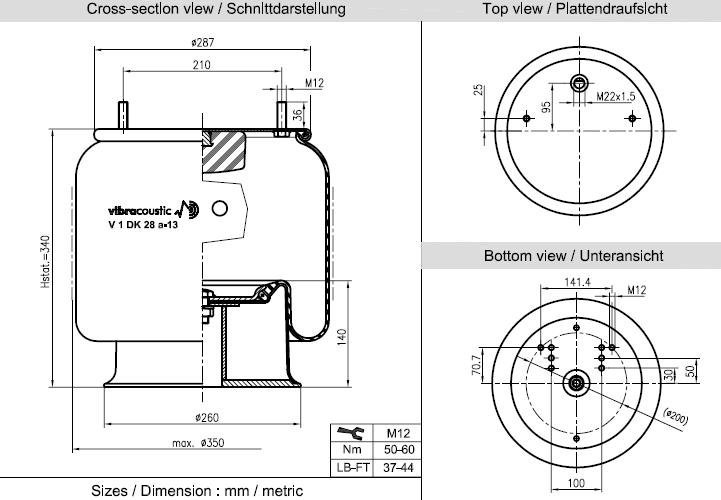 VIBRACOUSTIC Légrugó, komplett V1DK28A-13