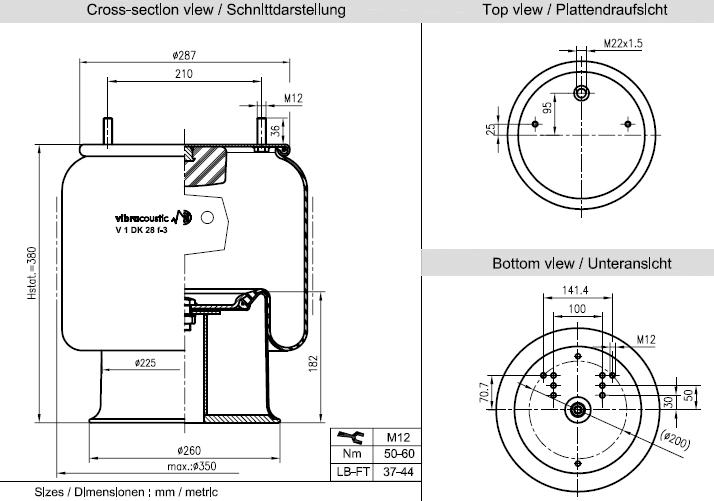 VIBRACOUSTIC Légrugó, komplett V1DK28F-3