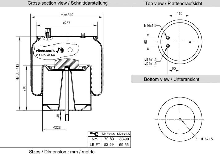 VIBRACOUSTIC Légrugó, komplett V1DK28F-4