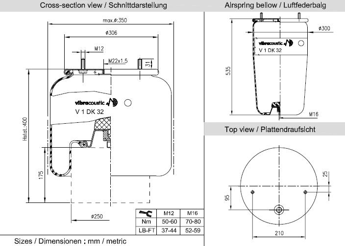 VIBRACOUSTIC Légrugó, félkomplett V1DK32