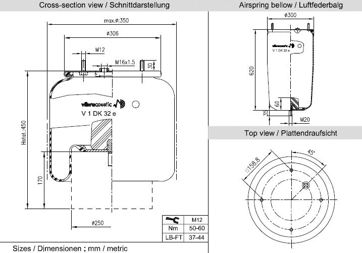 VIBRACOUSTIC Légrugó, félkomplett V1DK32E-4