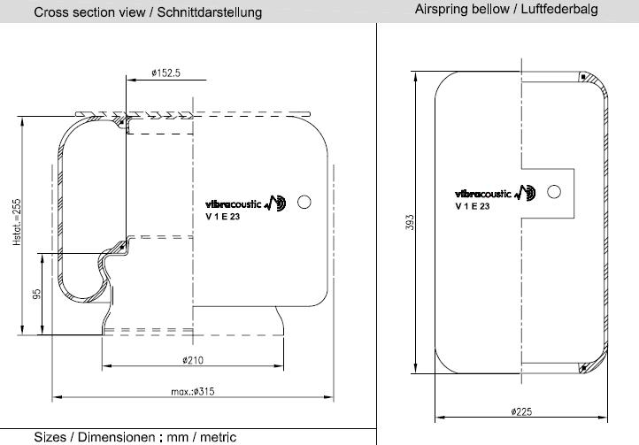 VIBRACOUSTIC Légrugó gumielem V1E23