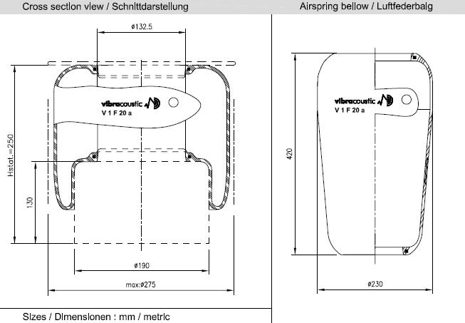 VIBRACOUSTIC Légrugó gumielem V1F20A