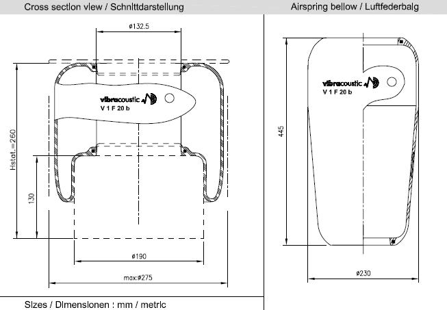 VIBRACOUSTIC Légrugó gumielem V1F20B